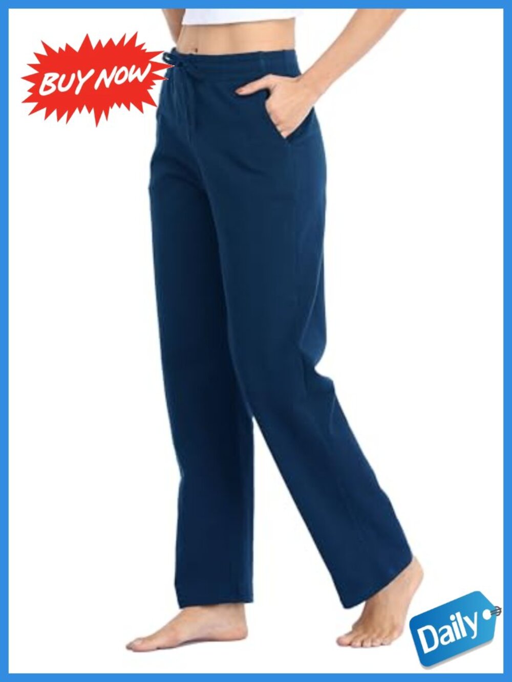 Willit Women's Cotton Sweatpants with Pockets Straight Leg Lounge Pants